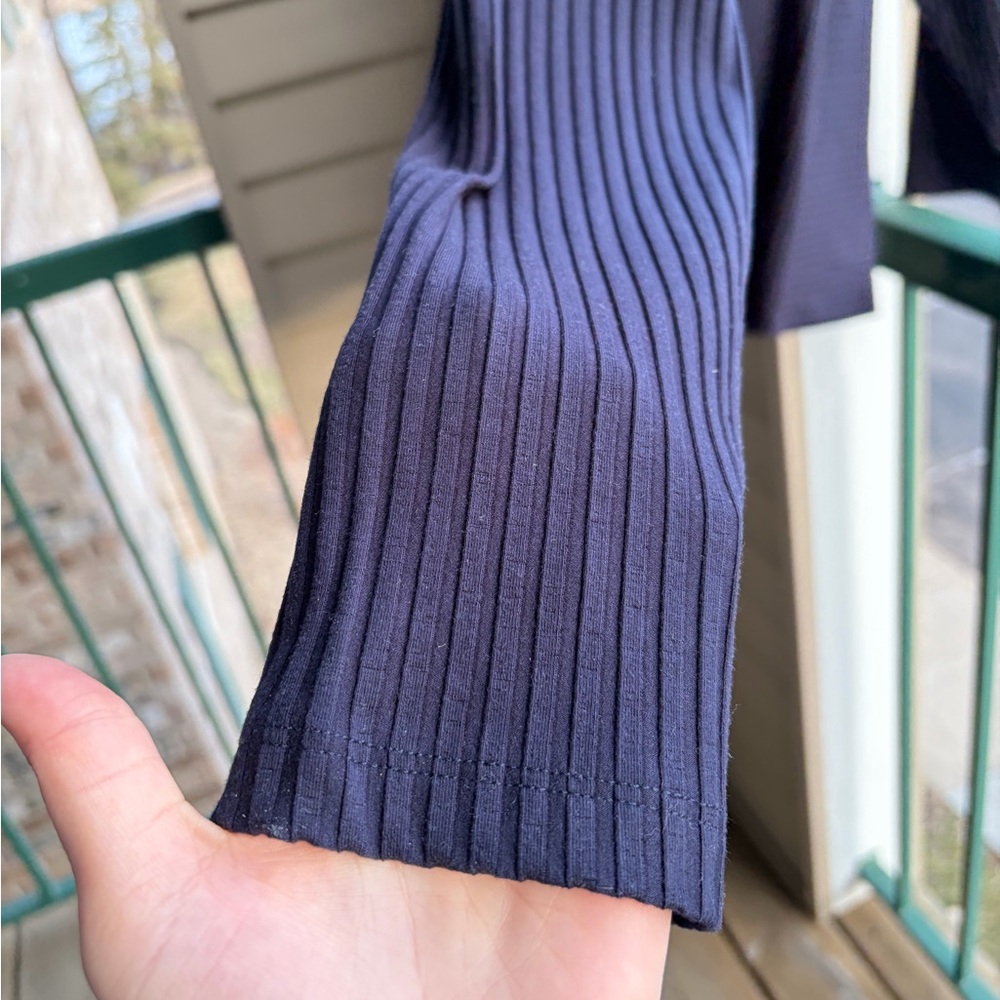 🆕 Eileen Fisher Ribbed Top Size M Dark Navy Stretch Minimalist Chic Office Work - Picture 8 of 16